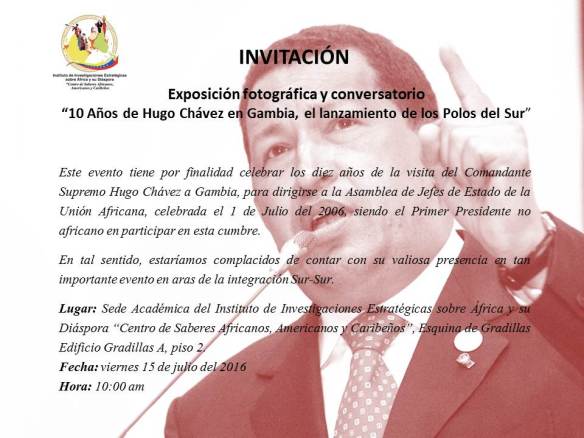 Invitación 10 años de Hugo Chávez en Gambia